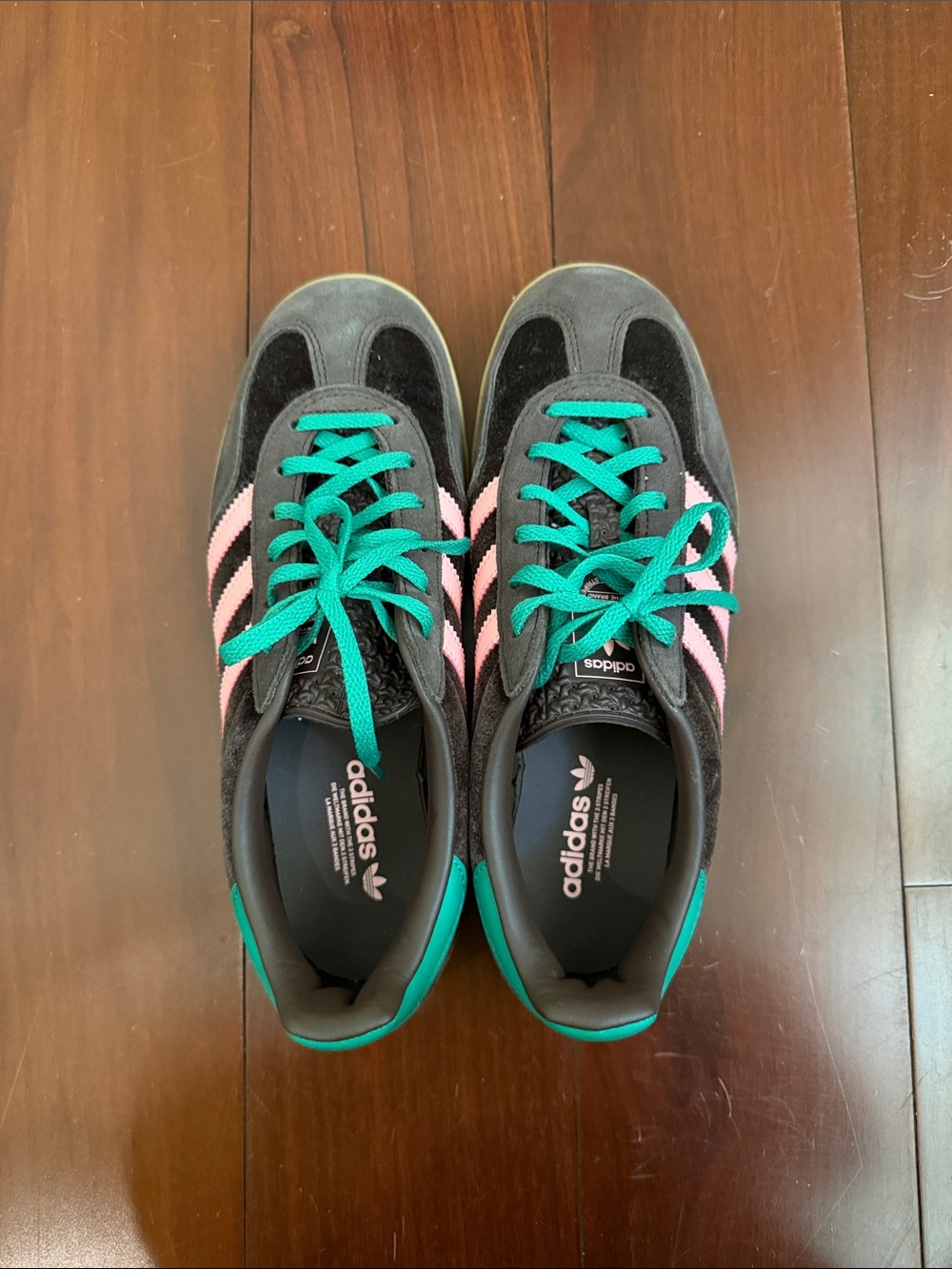 adidas Black Sneakers with Pink Stripes and Teal Accents